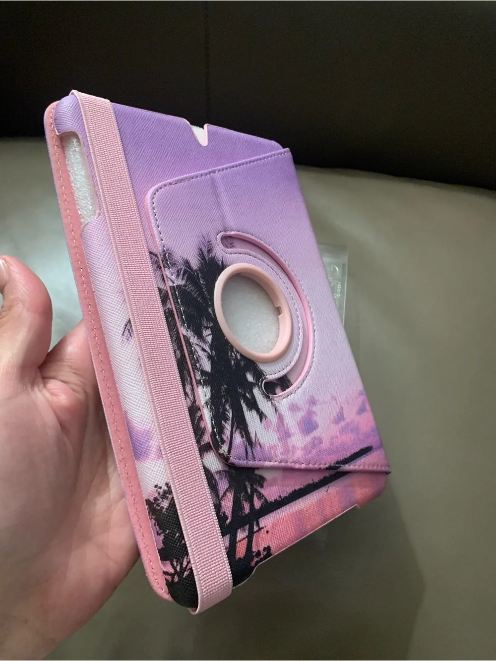 Apple IPad Mini Pink & Purple Palm Sunset Rotating Tablet Case